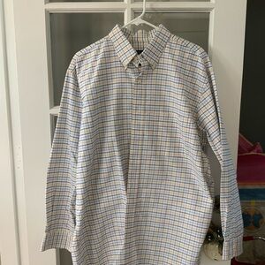 Men's Blue and White Checkered Shirt